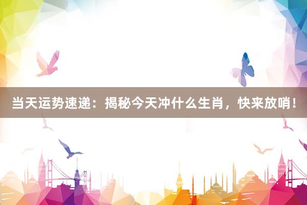 当天运势速递：揭秘今天冲什么生肖，快来放哨！